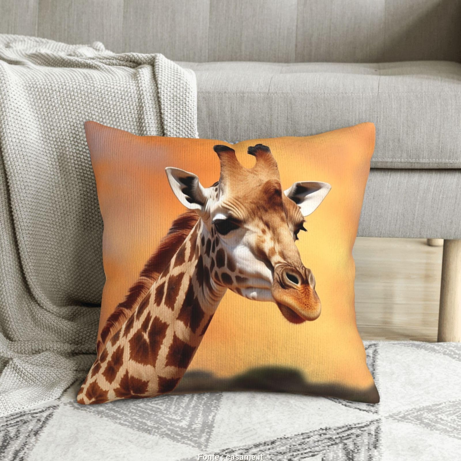 Housses de coussin velours côtelé girafe à texture douce et fermeture invisible