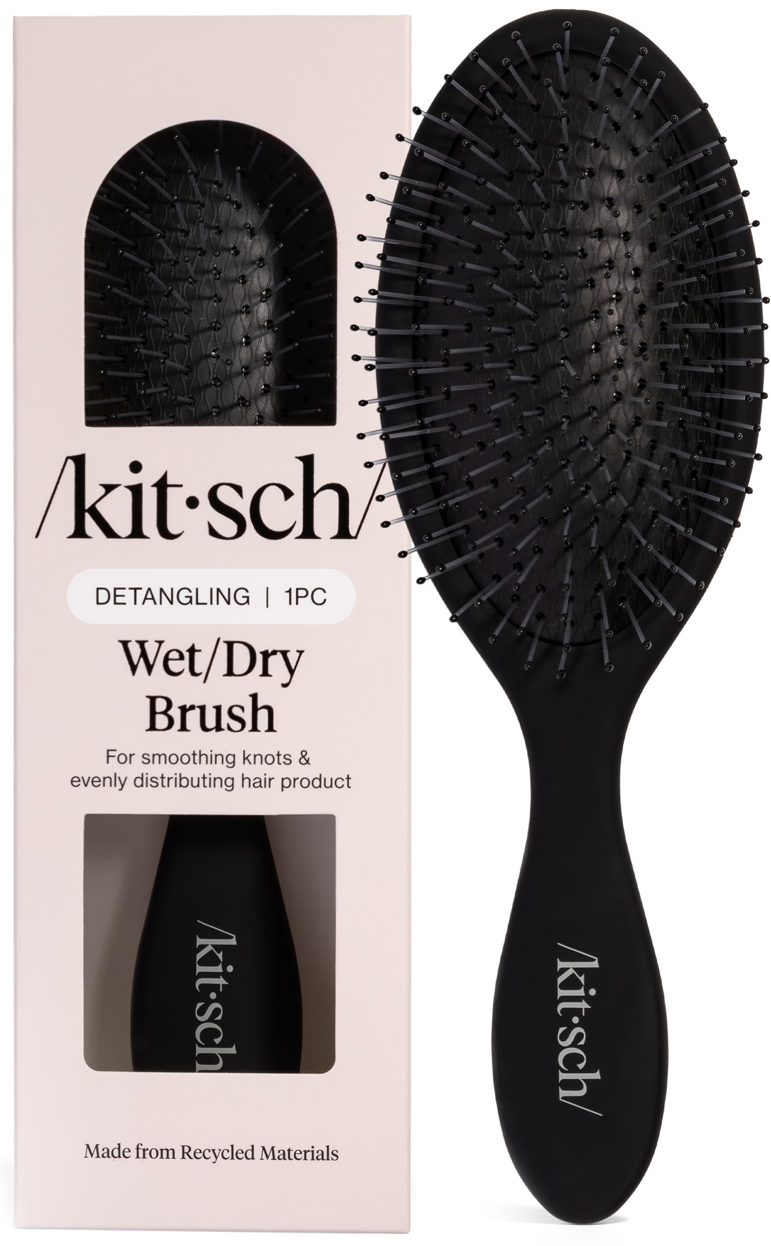 Kitsch Wet Dry Brush Detangler – Hair Brush for Women - Black | Hairbrush for Women, Men & Kids | Detangling Brush for Curly Hair, Bounce Curl Defining Brush for Wet or Dry Strands