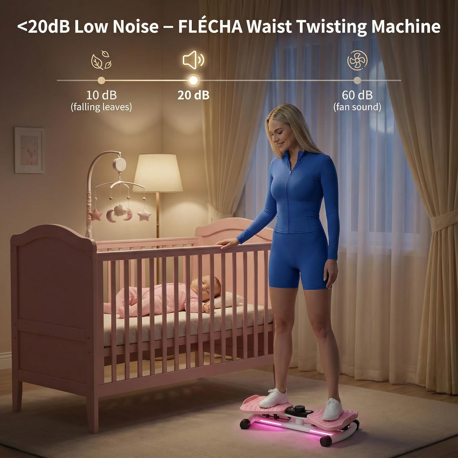 FLÉCHA Waist Twister Machine Exercise, Ab Workout Equipment, Waist Twisting Exercise Board with Digital Counter, Tracks Time Twists Calories, Non-Slip Core Trainer, 300 lb Capacity, Twist Board with Sweat Belt & Virtual Workout Plan, Resistance Bands, Pink/White