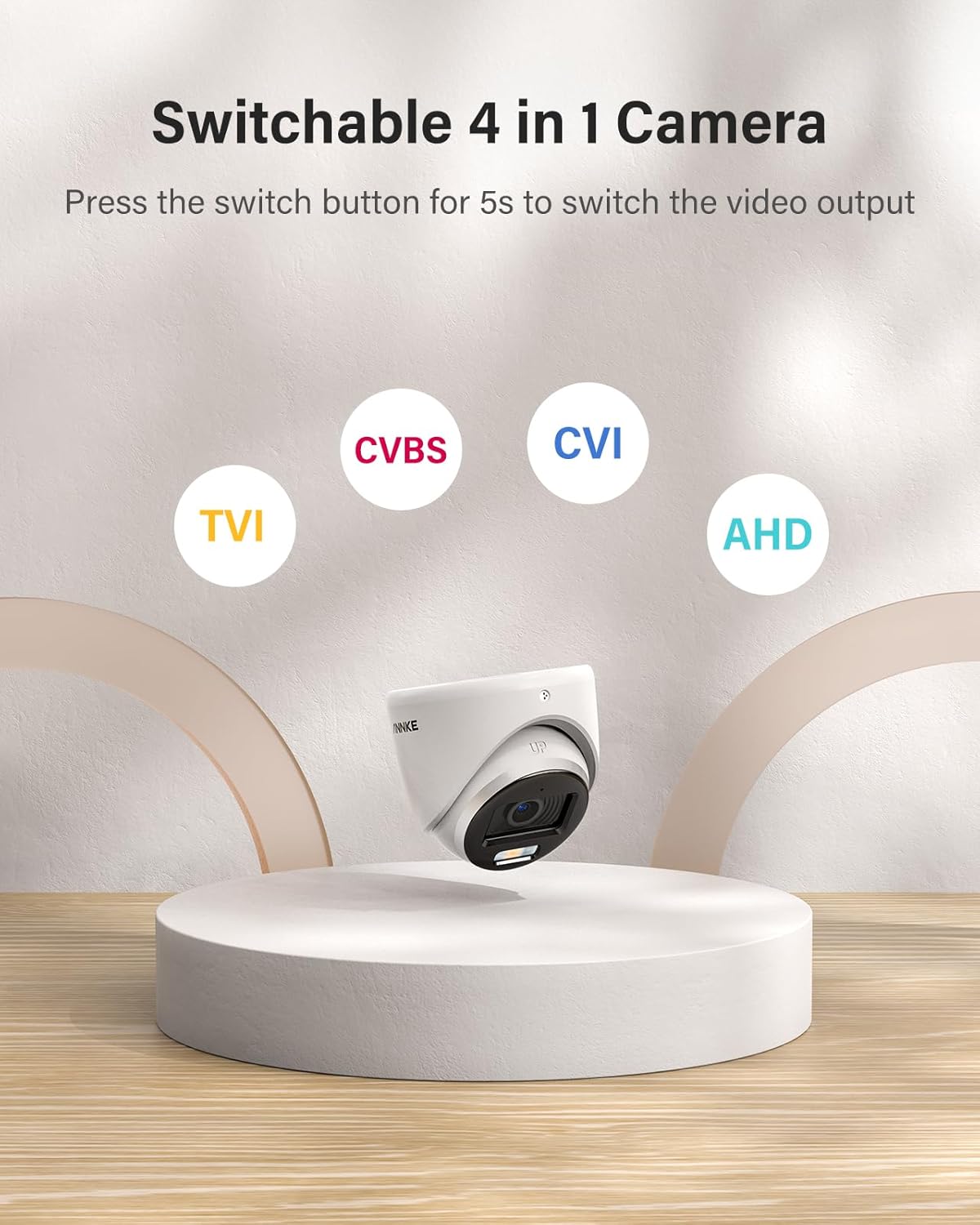 ANNKE 3K Add-On Security Camera with Full Color Night Vision, 4-in-1 TVI/AHD/CVI/CVBS CCTV Surveillance Turret Cam with Built-in Mic, 2.8mm Lens, IP67 Weatherproof, (Cable & Adapter Included)