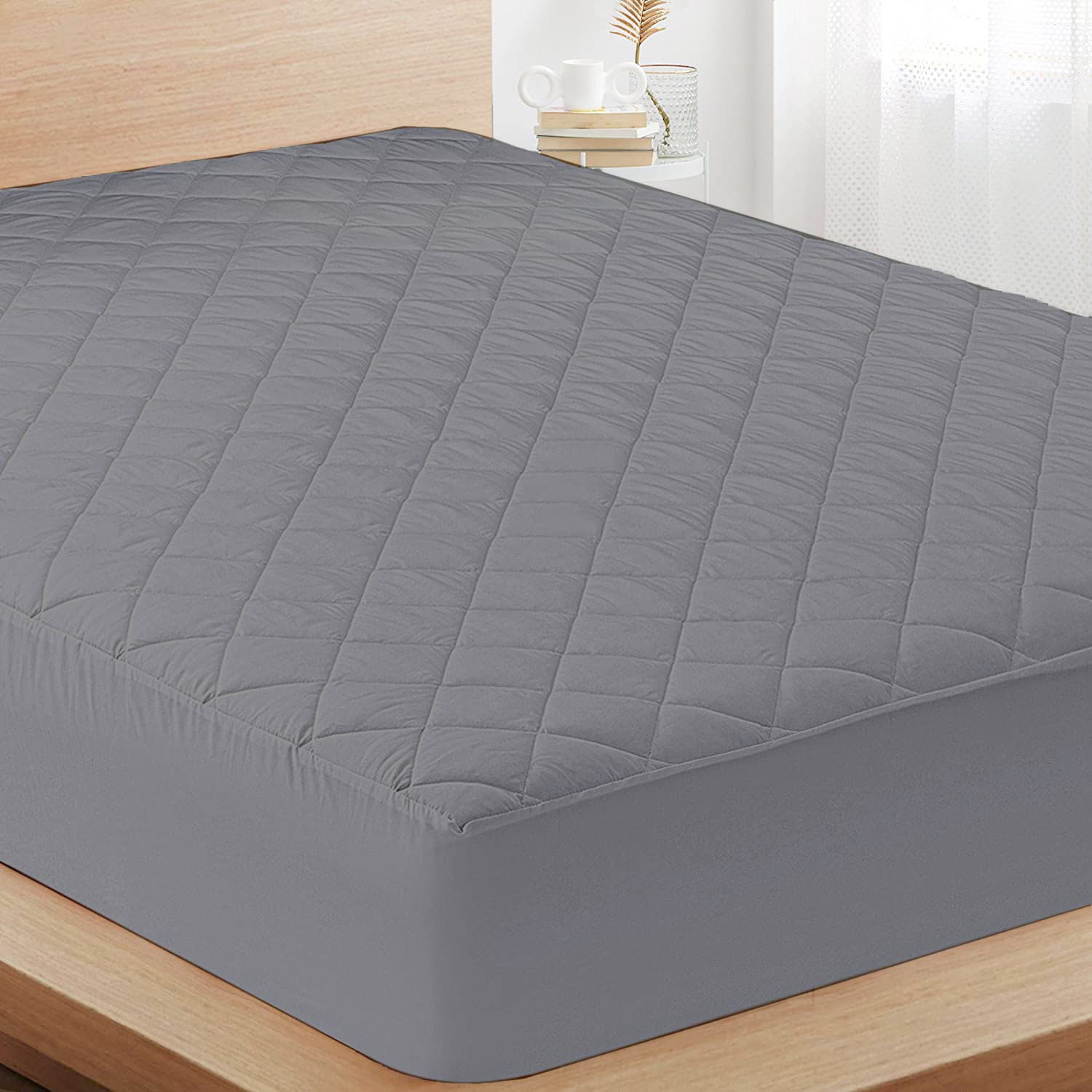 MaKe Bed Waterproof Polycotton Quilted Mattress Protector King Size Breathable Hypoallergenic Noiseless Ultra Soft Fitted Bed Protector 72×78 inch Mattress/Bed Cover (King (72 * 78”), Grey) MaKe Bed Waterproof Polycotton Quilted Mattress Protector King Size Breathable Hypoallergenic Noiseless Ultra Soft Fitted Bed Protector 72×78 inch Mattress/Bed Cover (King (72 * 78”), Grey)