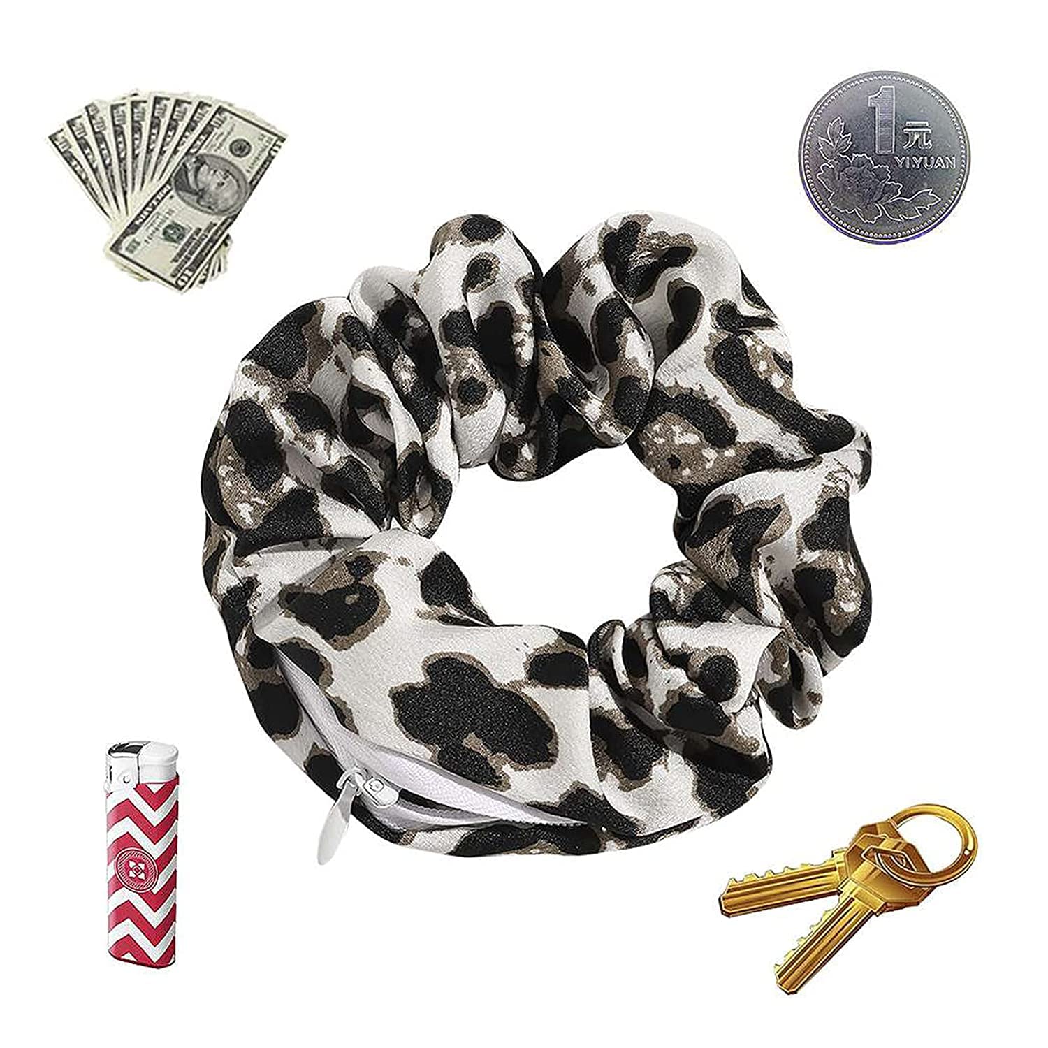 Zipper scrunchie Safe (3 Pack) - Velvet Stasher scrunchies Compartment for Cash Cards Keys Valuables | Hair bun ties Secret Pocket pony tails women Diversion safes | Hidden Storage Discreet Hide Money : Tools & Home Improvement