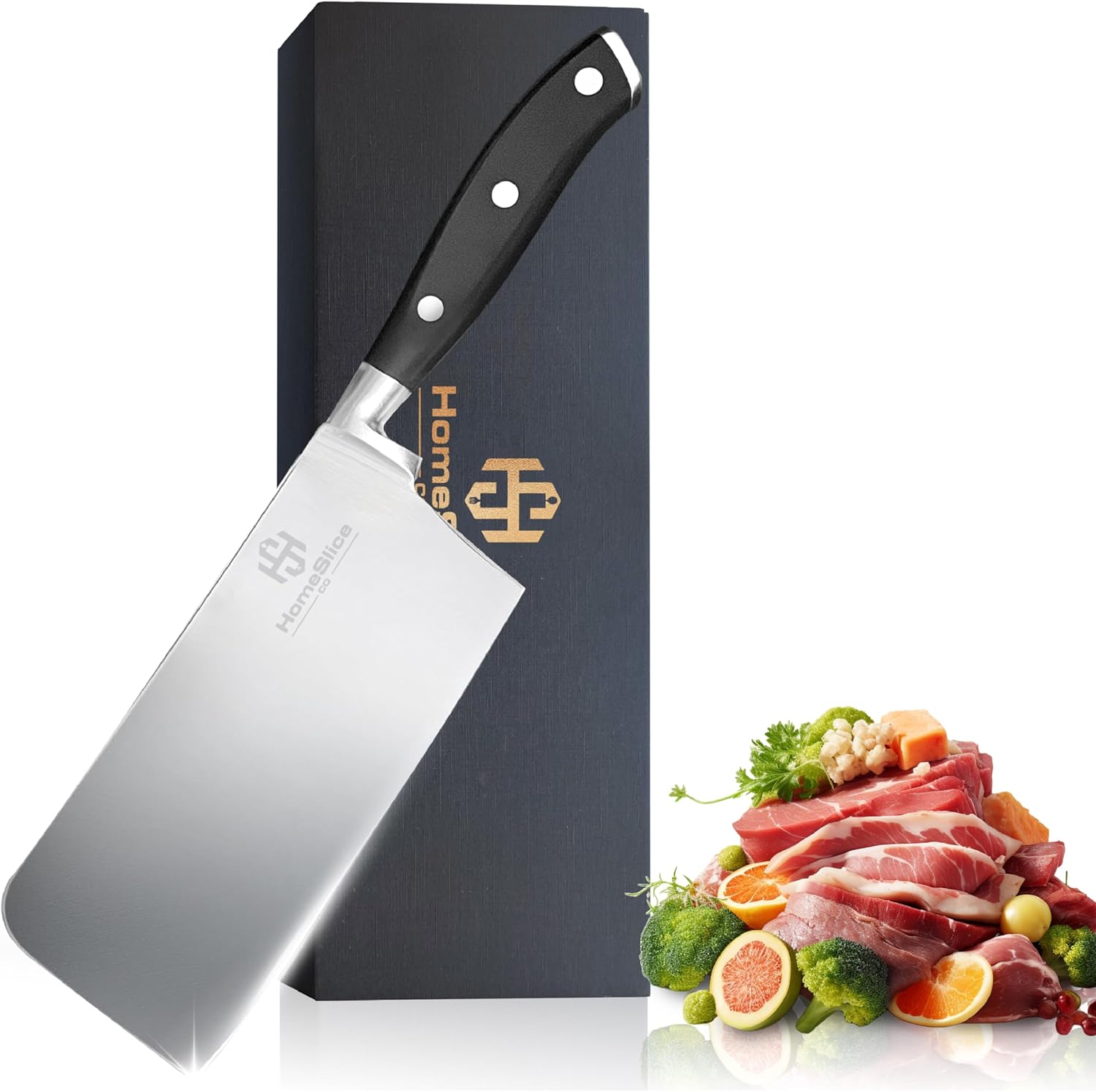 Cleaver knife 6 Inch Meat Cleaver - High Carbon Steel Butcher Knife With High Strength And Lightweight Abs Handle- Razor Sharp Kitchen Appliance for Easier Slicing And Butchering