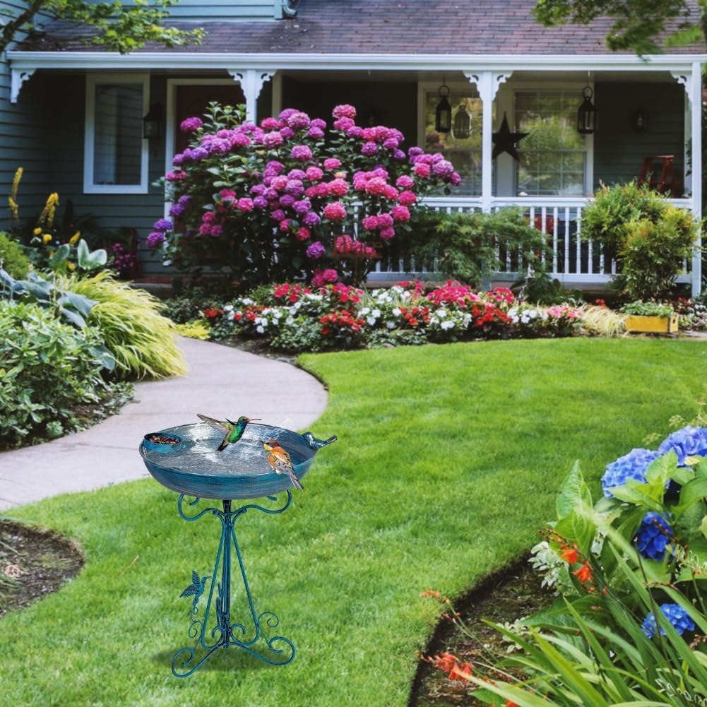 DREAMSOUL 12 inch Bird Bath + 20" Green Bird Bath Stand