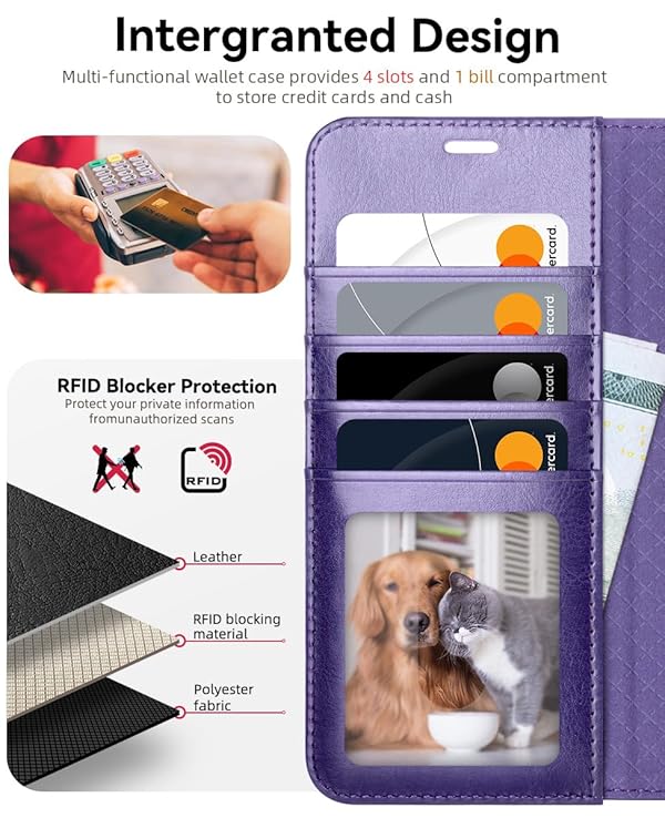 OCASE for Samsung S25 Plus Case, Premium PU Leather Samsung S25 Plus Phone case TPU Inner Shell RFID Blocking Card Holder Flip Wallet Cover Compatible with Galaxy S25 Plus 6.7 Inch-Purple by OCASE - Image 2