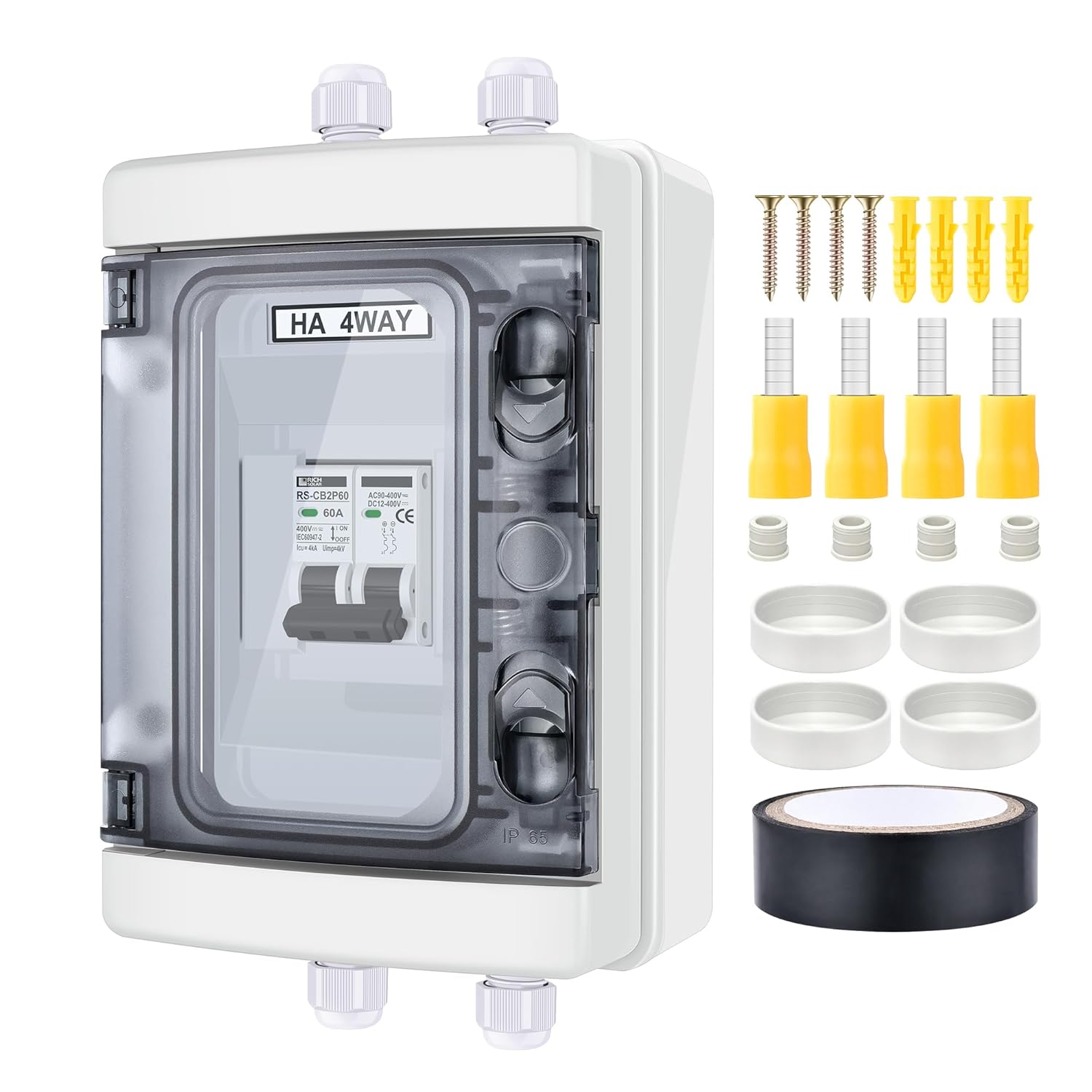 RICH SOLAR 30 Amp Outdoor Circuit Breaker Box 2 Poles Solar Isolator Disconnect Switch DC AC 400V