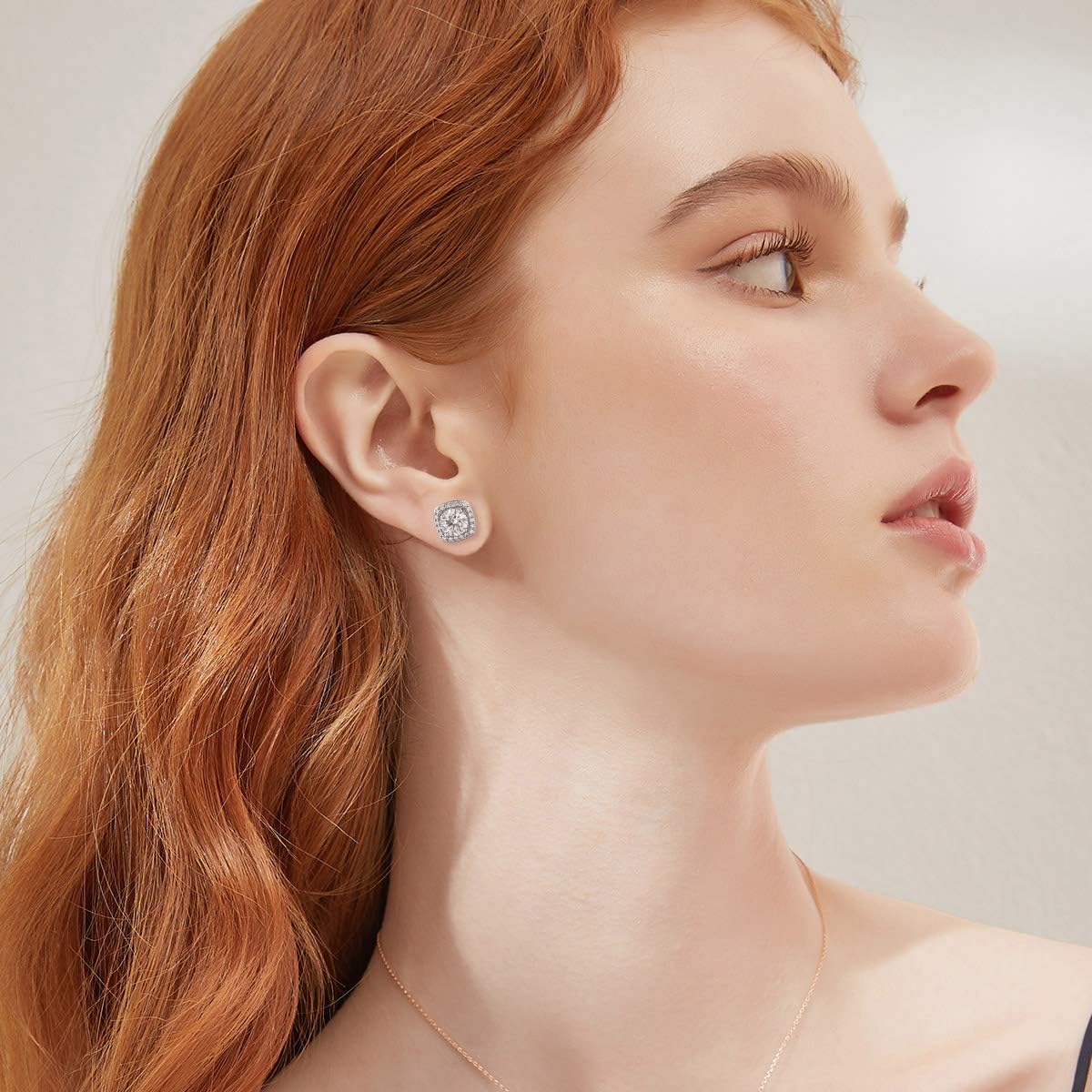 Moissanite Earrings 2ct D Color Brilliant Round Cut Halo Moissanite Simulated Diamond Stud Earrings for Women 18K White Gold Plated Silver - Image 2