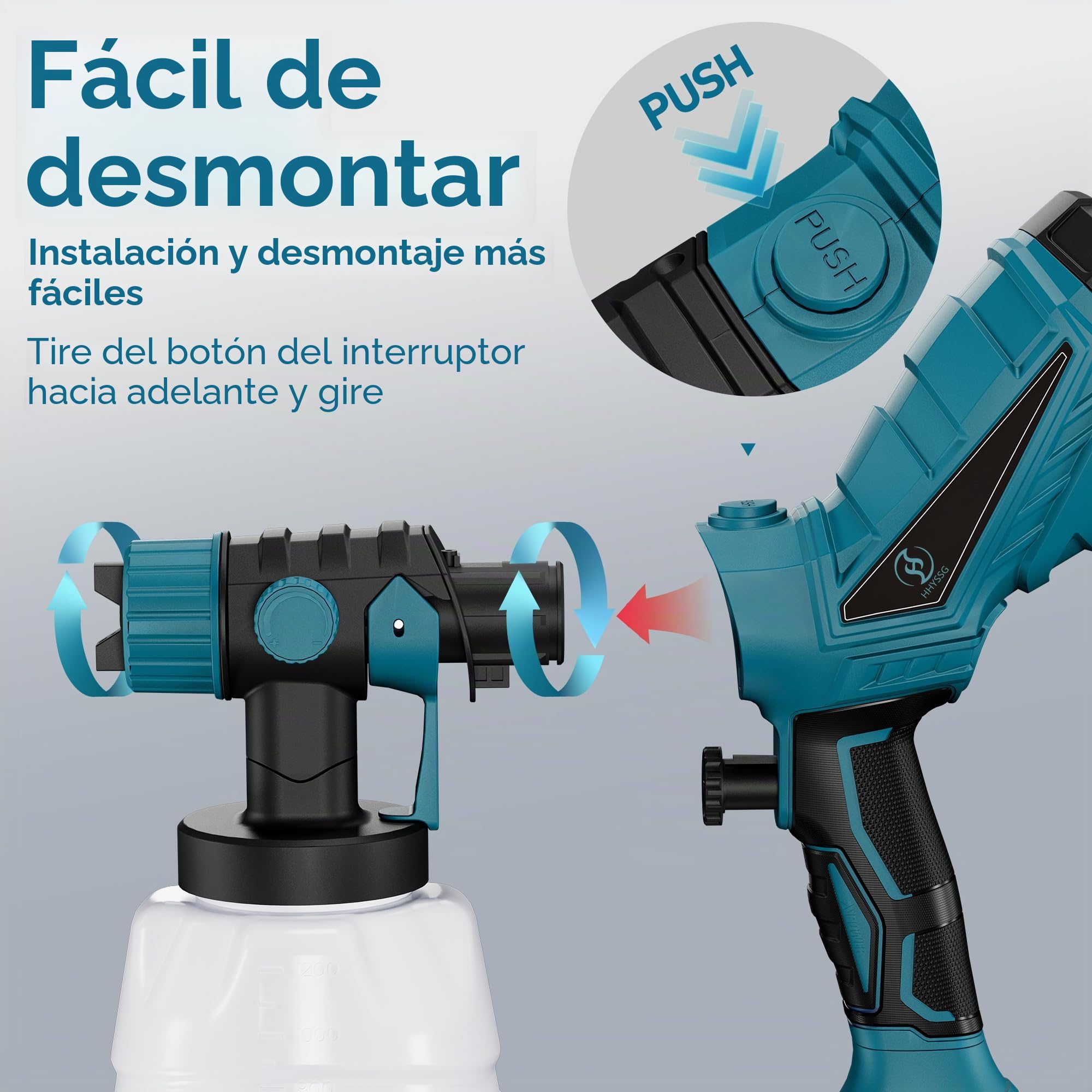 Pulverizador de Pintura, Pistola de Pintura de 600 W, Pistola de Pintura eléctrica de 1200 ml con 3 Boquillas y 3 Patrones, para Muebles, Armarios, Vallas, Paredes, Puertas y Sillas de Jardín