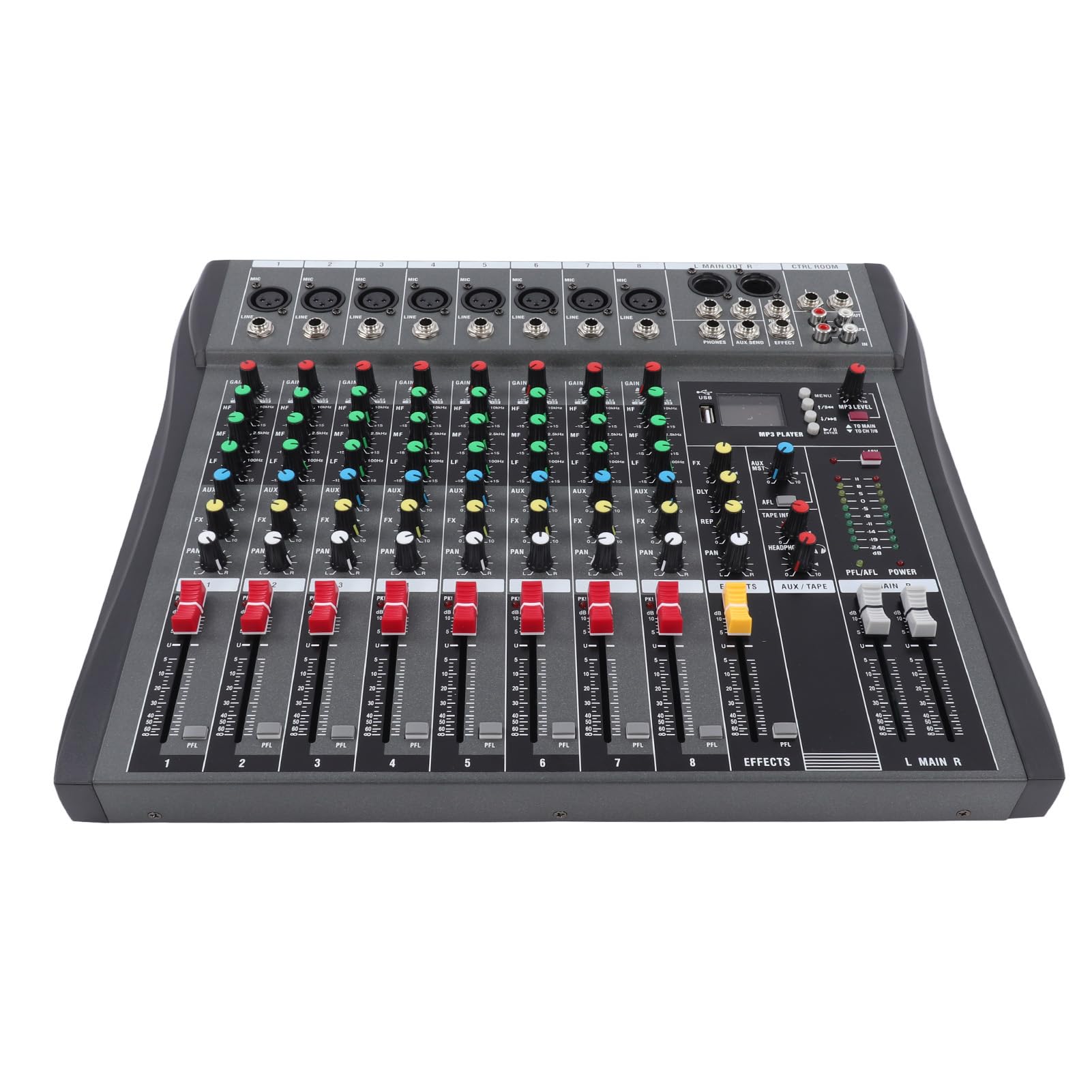 8 Channel Professional Sound Mixer Detector Debugger Bluetooth Sound Mixer AC100?240V