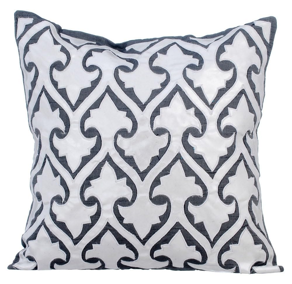 The HomeCentric Decorative Cushion Covers Pack of 2, 45x45 cm (18"x18") Grey, Faux Leather Throw Cushion Covers, Cushion Covers, Modern Pillow Cover - Aathma — image 1
