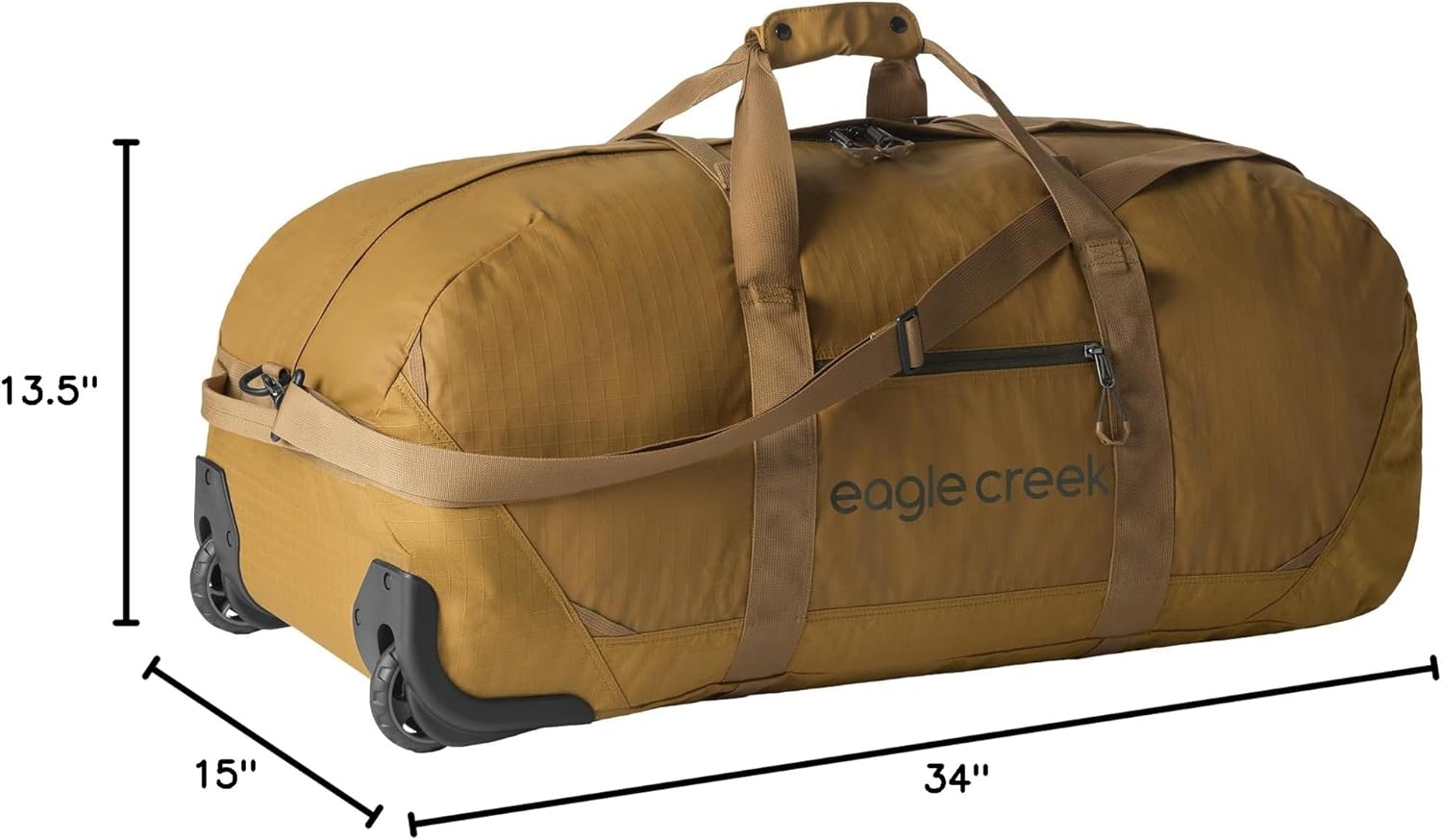 Eagle Creek No Matter What Rolling Duffel - Durable Rolling Bag for Travel - Adjustable Shoulder Strap - Heavy Duty Wheels - Lockable Zippers - Multiple Carry Options - 110L - Safari Brown