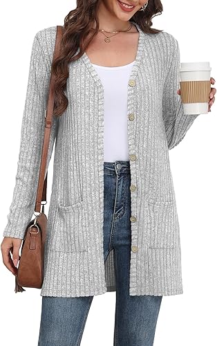 Yincro Women's Long Sleeve Lightweight Cardigan Sweaters Fall 2025 Open Front Casual Cardigans with Pockets
