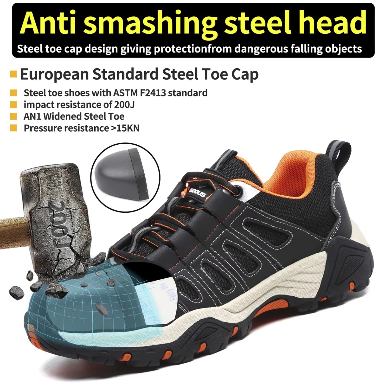 Scarpe Antinfortunistiche Uomo Donna Scarpe da Lavoro Leggere Traspiranti Scarpe da Cantiere con Punta in Acciaio