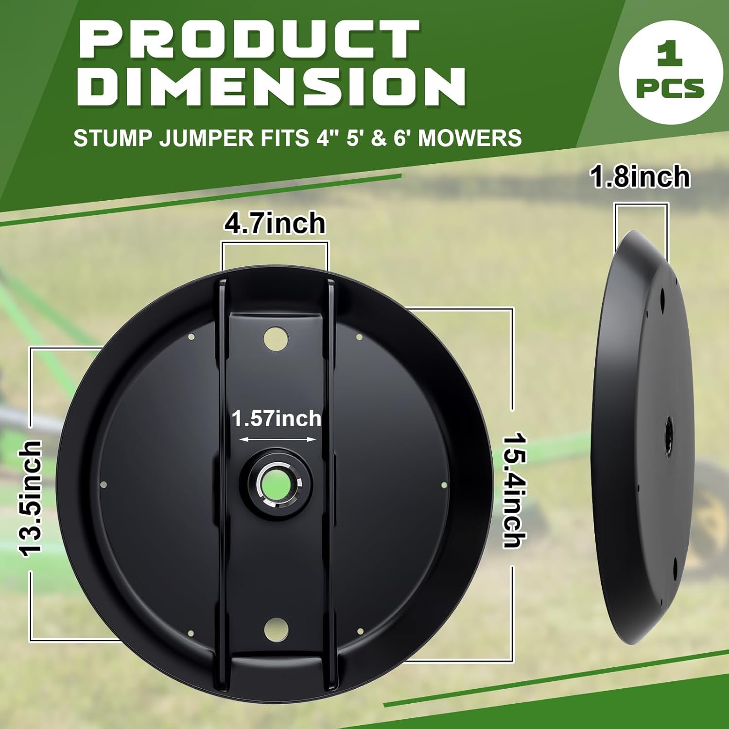 Stump Jumper Pan Fits 4' 5' and 6' Cut Mowers Heavy Duty Stump Jumper with 13-1/2" Bolt Hole Centers with 40 HP Powder Coated Blade Pan(Reinforced Style)