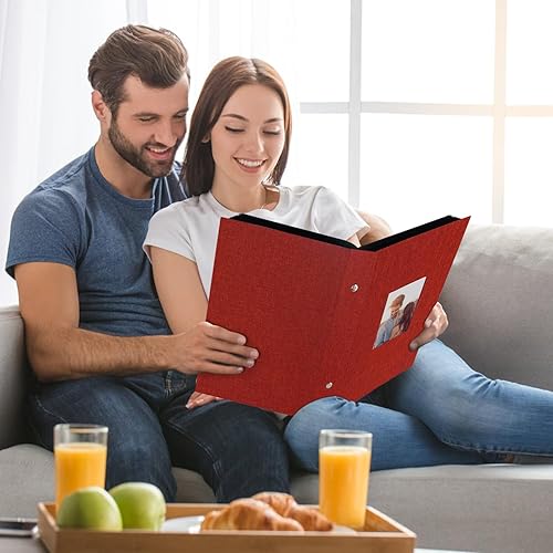 Miniatura 10 de Artmag - Álbum de fotos de tela, 4 x 6, gran capacidad para bodas, aniversario y familia, álbum de lino con capacidad para 300 fotos horizontales