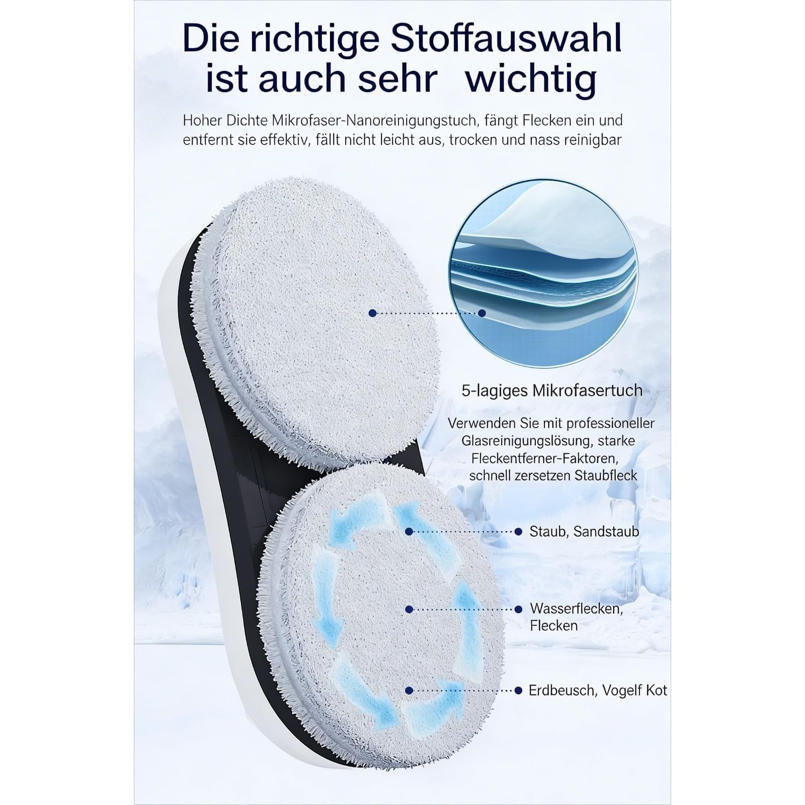 Osmo™ RoboClean Fensterputzroboter mit Sprühfunktion – Fensterreinigungsroboter mit Fernbedienung, automatische Reinigungsmodi, Sicherungsseil, für glatte Fenster (Modell mit Sprühfunktion)