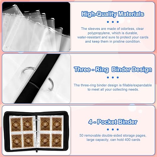 Miniatura 9 de Álbumes coleccionables para tarjetas coleccionables, fundas protectoras coleccionables para tarjetas coleccionables, carpeta de tarjetas de 4