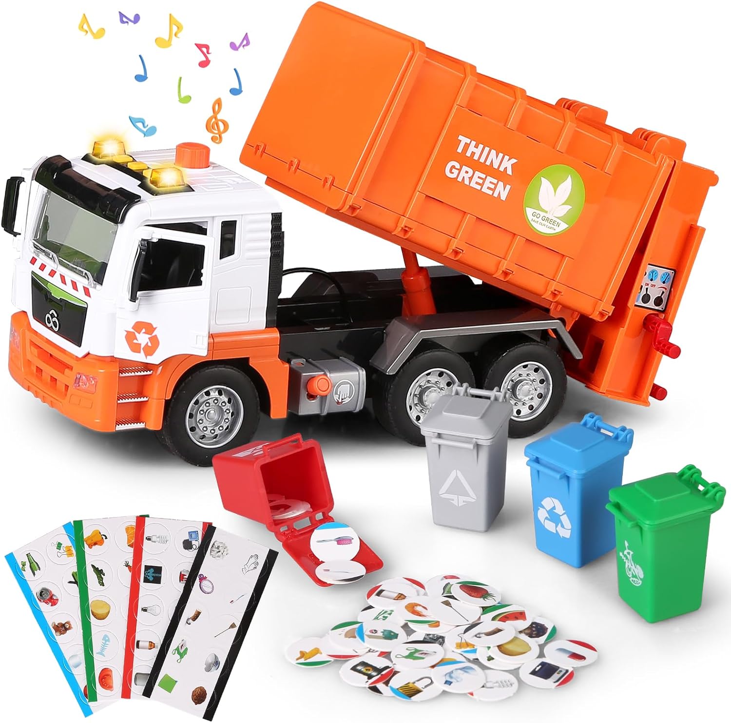 Garbage Truck Toys Trash Truck with Sound and Light, 12