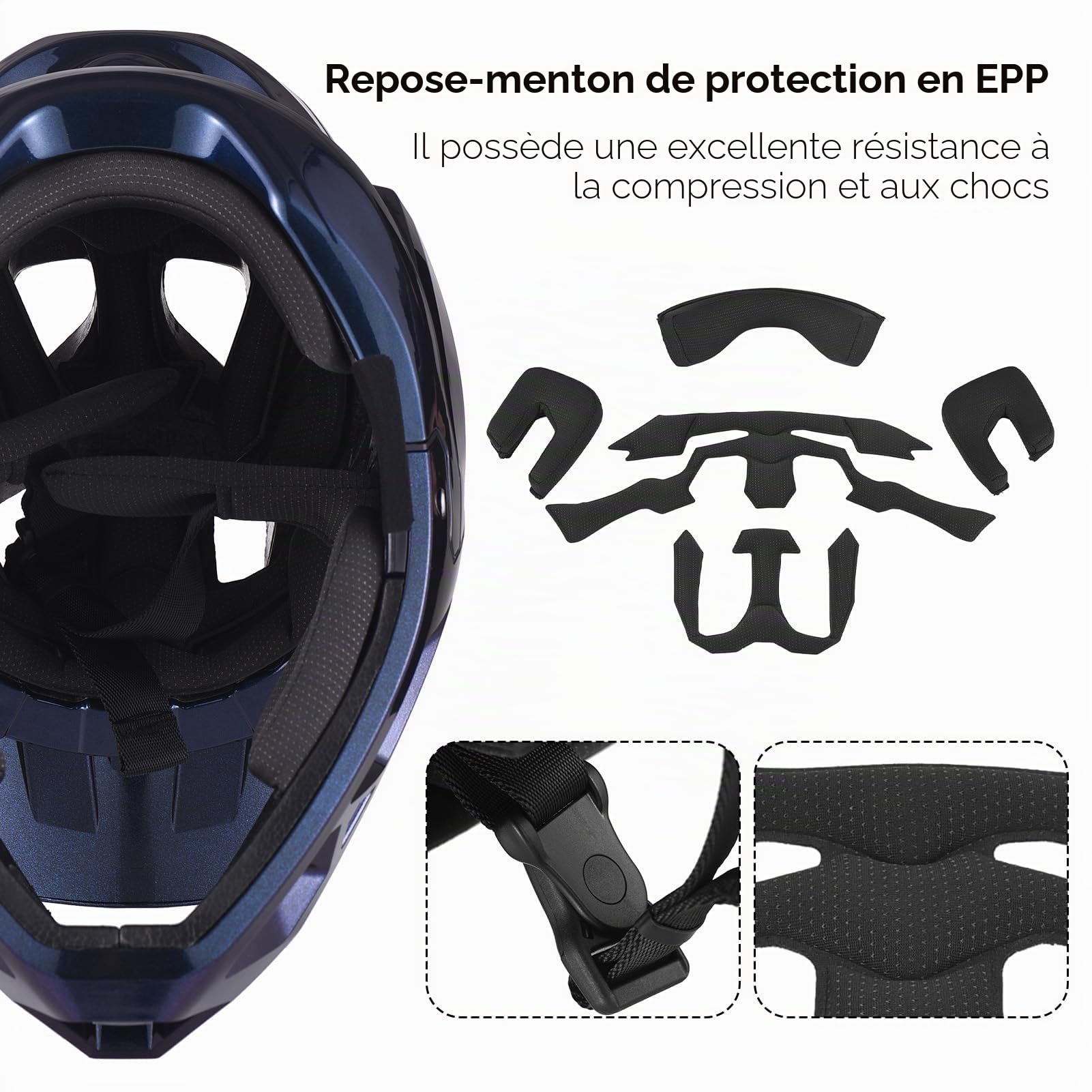 Casque de VTT intégral pour Homme avec visière, Doublure EPS, léger et Respirant, pour Tout-Terrain, Casque de Course