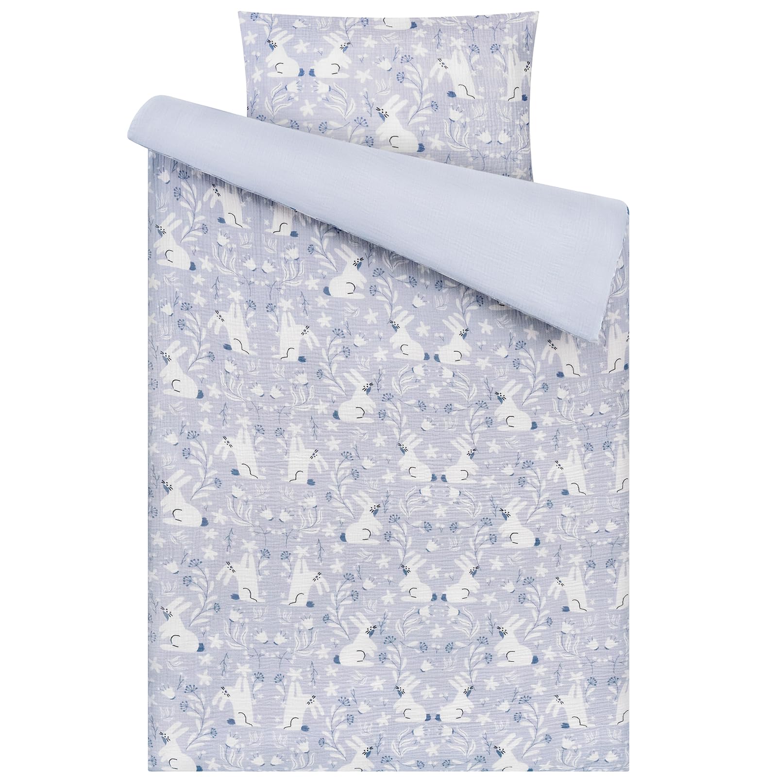 Yukkidds Musselin Kinderbettwäsche 100x135 – Bettbezug 100x135 & Kissenbezug 40x60 cm aus 100% Baumwolle – Atmungsaktives Bettwäsche Set für Baby Kinder