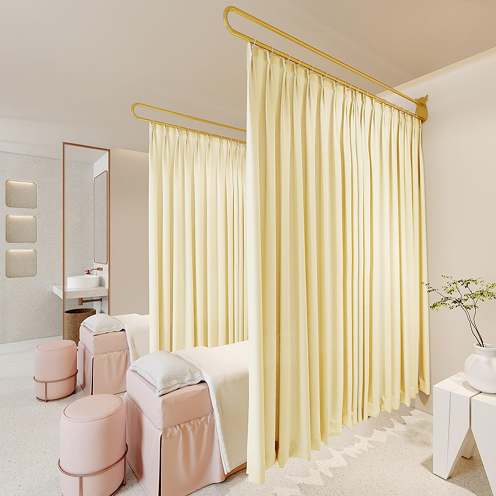 GLDYTVF d WallMounted Partition Curtain RodVersatile Privacy Divider for Salons Health Centers & Living RoomsStylish & Functional Decor Solution
