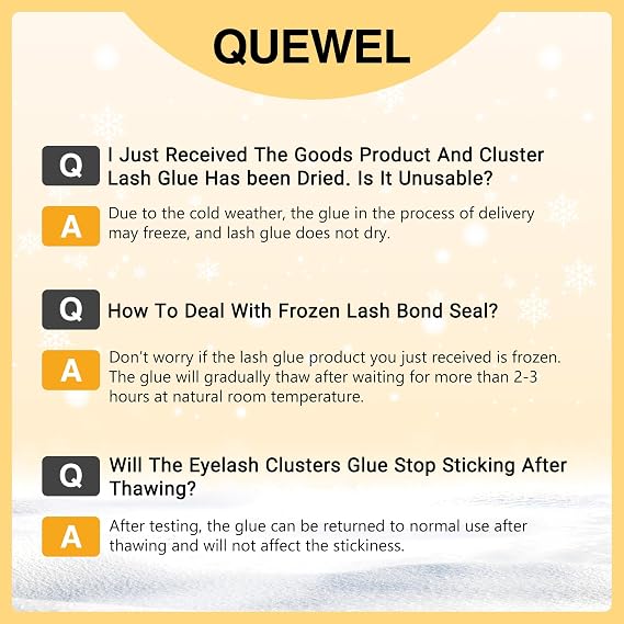 QUEWEL Lash Bond Black Cluster Eyelash Glue for DIY Eyelash Extensions, Waterproof Long Wear Mascara