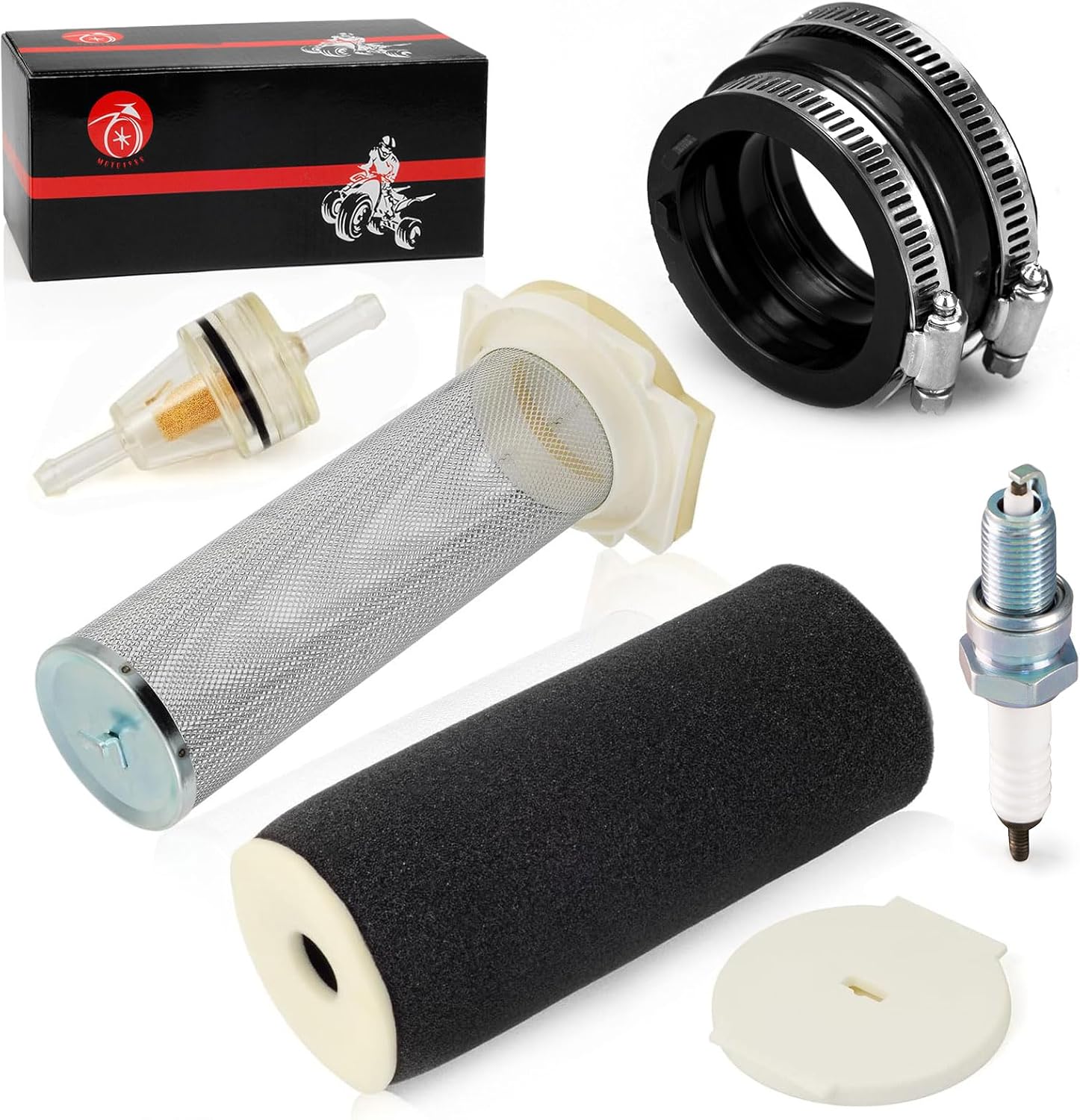Air Filter Guide End Cap Kit Spark Plug Intake Manifold For Yamaha Grizzly 660 2002-2008