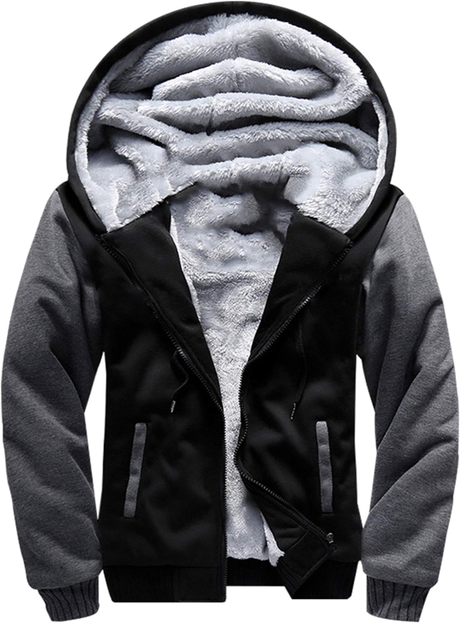 Men's Pullover Winter Workout Fleece Hoodie Jackets Full Zip Wool Warm Thick Coats