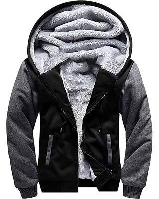 MACHLAB Men's Pullover Winter Workout Fleece Hoodie Jackets Full Zip Wool Warm Thick Coats