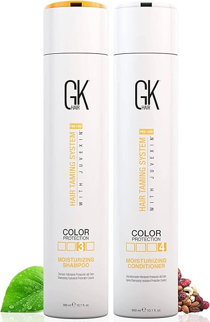 GK HAIR Global Keratin Moisturizing Shampoo and Conditioner Sets Duo (300ml) Infused with Keratin and Seed Oils for Healthier Thicker and Stronger Hair Sulfate free Paraben-Free - for All Hair Types