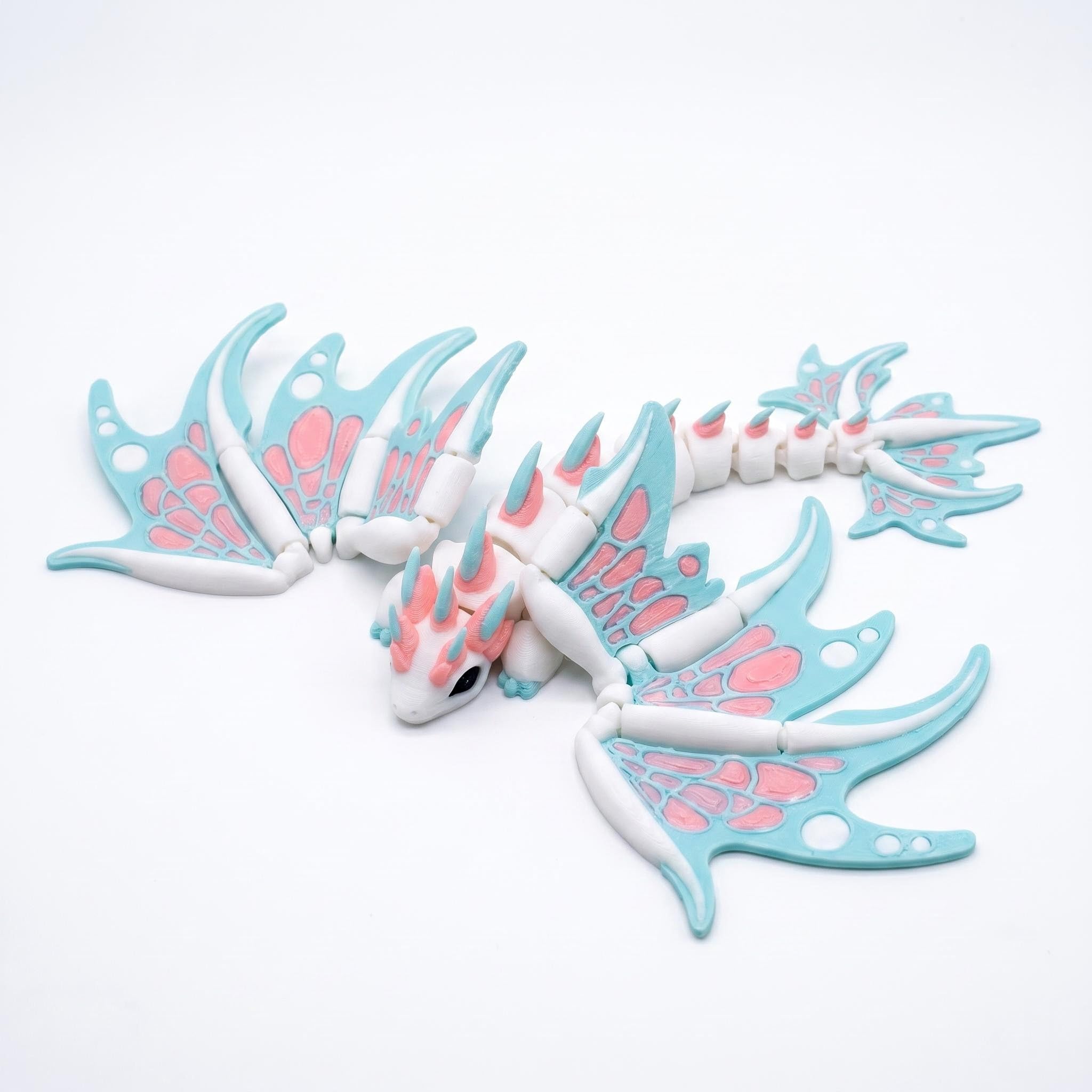 Copbopwn 3D Printed Dragon with Movable Wings 7" Flexible Articulated Dragon Figure Cool 3D Printed Animals Model Adult Fidget Toy for Stress Relief Gift Office Desk Collectible (Blue)