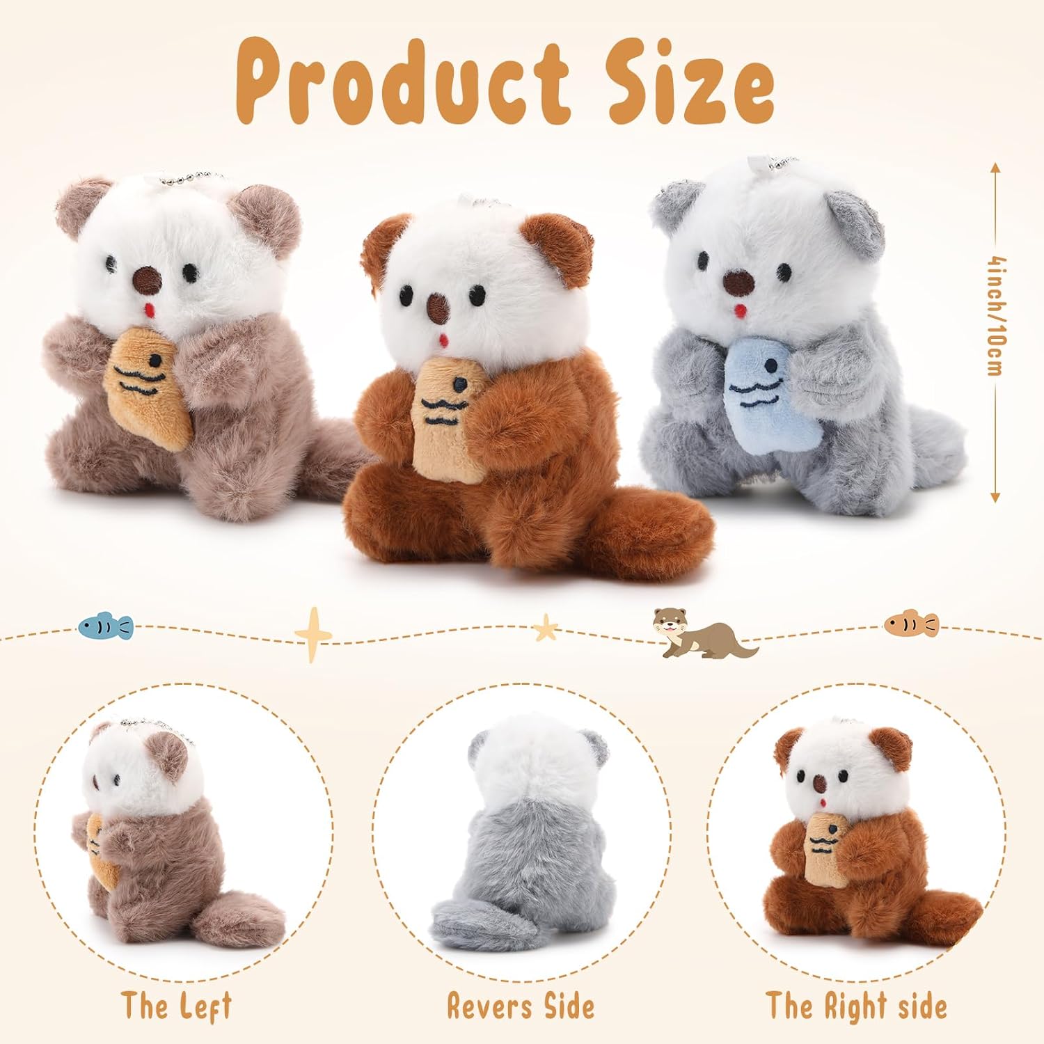 Sumind 20 Pcs Mini Plush Stuffed Animal Toys, 4 Inch Cute Bear, Sea Otter, Goose Soft Small Plush Doll DIY Keychain Gifts for Valentines Birthday Baby Shower Party Favors(River Otter Style)