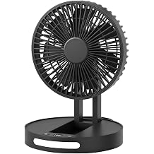 Qoqooice Portable Fan, 3600 mAh Rechargeable Battery Operated Fan with 5 Speeds, USB Powered, Quiet Personal Desk Fan for Office Home, Outdoor, Camping, Travel Black