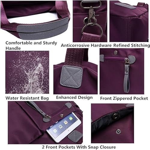 Miniatura 6 de Bolso de mano ligero, floral, con asa superior con múltiples bolsillos de nailon para el trabajo, resistente al agua, bolsa para viajes, de hombro