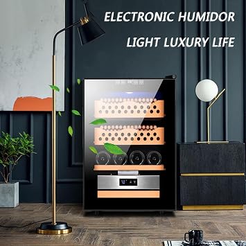 50L Electronic Humido,105W Large Refrigerator Humidor,Smart Touch Panel,Adjustable Temperature/Humidity,LED Cool Light,Holds 200-300 Cigars,Gift for Father/Husband,B