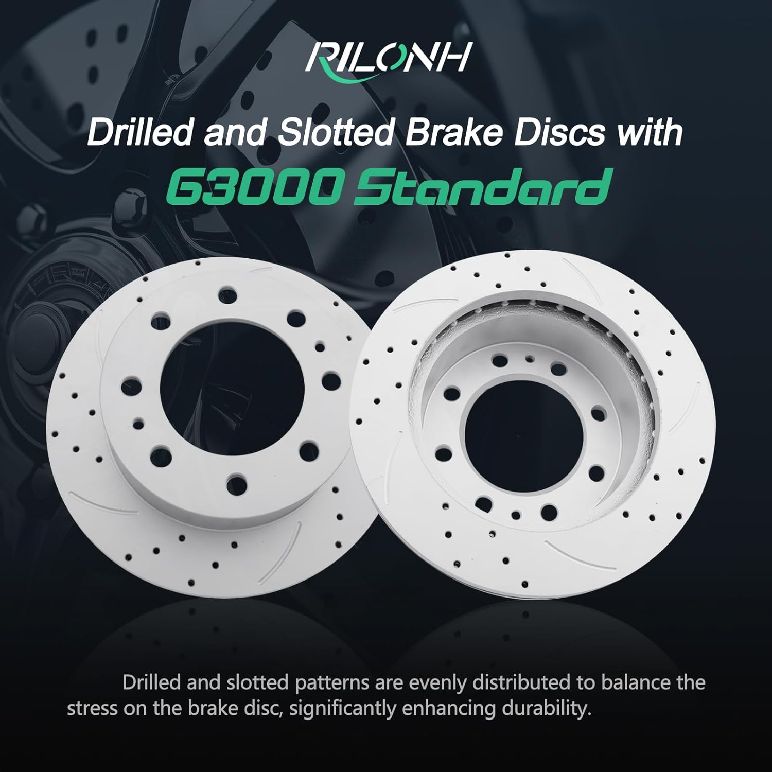 Front Drilled and Slotted Brake Disc Brake Rotors 55062 12.79 inch / 324.9 mm Fit for CHEVROLET CHEVY EXPRESS 3500 4500, SILVERADO 3500 3500 HD | GMC SAVANA 3500 4500, SIERRA 3500, CLASSIC, HD