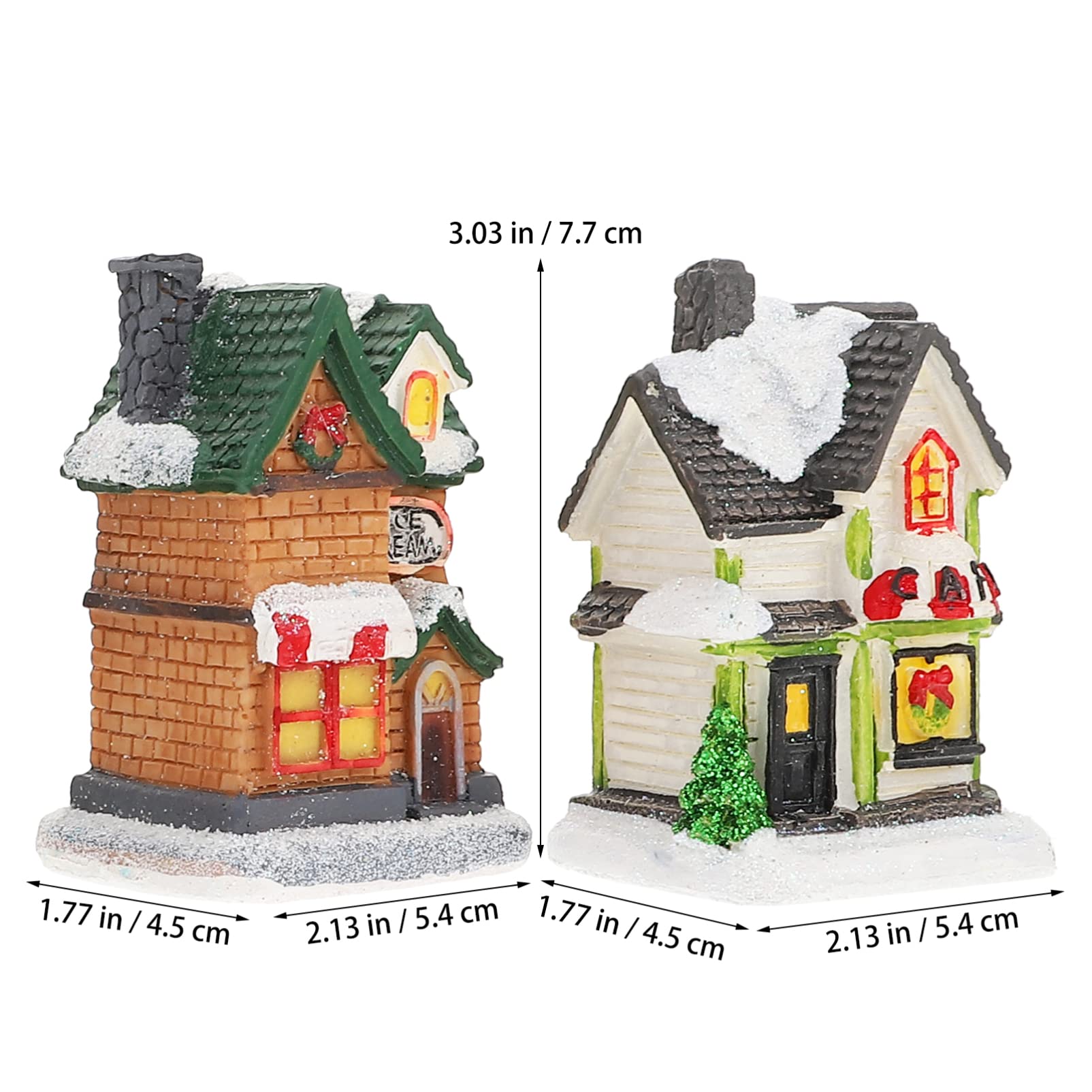 Amosfun Adornos Luminosos para Casas De Nieve Pequeño Pueblo Navideño Iluminado De Resina Decoración Navideña De Casa para Fiesta