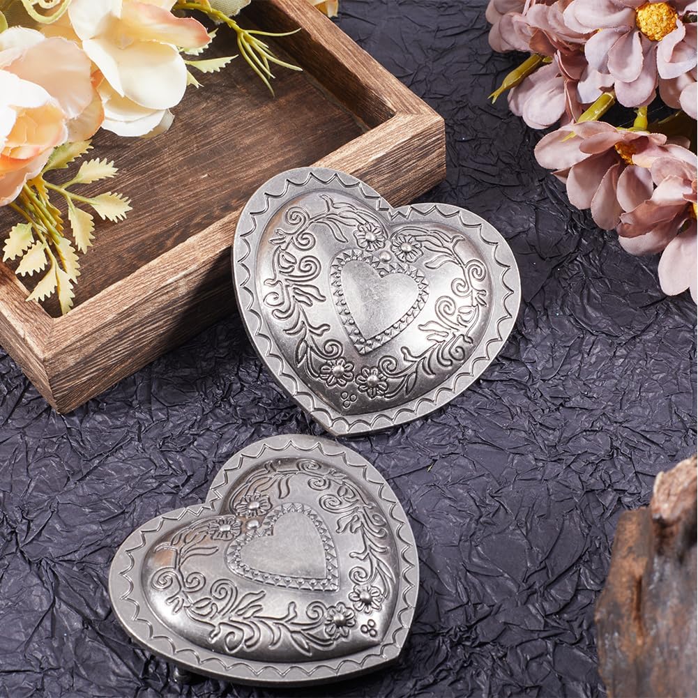 GORGECRAFT Heart Belt Buckle Retro Rose Flower Western Vintage Cowboy Metal Alloy Bohemian Style Belt Fastener Accessory Fit 1-1/2"(39mm) Belt Strap for Men Women Cowgirl Antique Silver