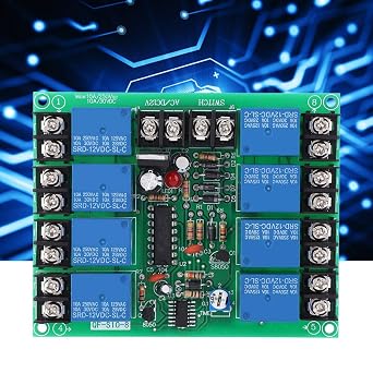 Multifunction Relay, 8 Channels Power Time Sequence Board 12V DC/AC Time Sequence Module Adjustable Sequential Controller Module QF-S10-8 0.2-4.0s, for Audio Equipment, Electronic Components