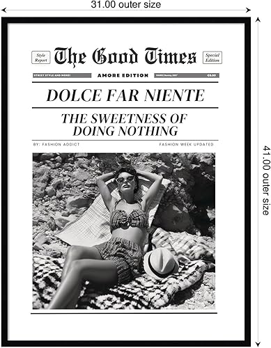 Miniatura 2 de Kate and Laurel Lienzo decorativo para pared enmarcado The Good Times Newspaper Dolce Far Niente por Honey Island Studio, 31 x 41, marco negro