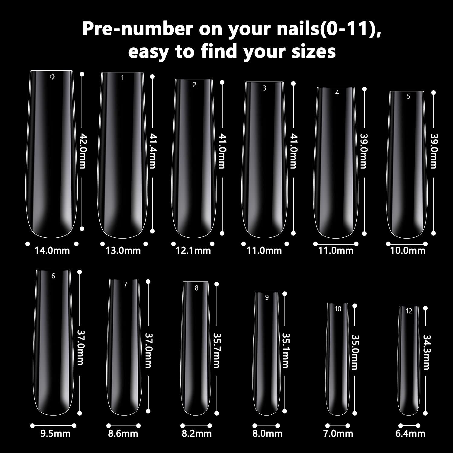 120Pcs Extra Long XXL Clear Nail Tips with Box