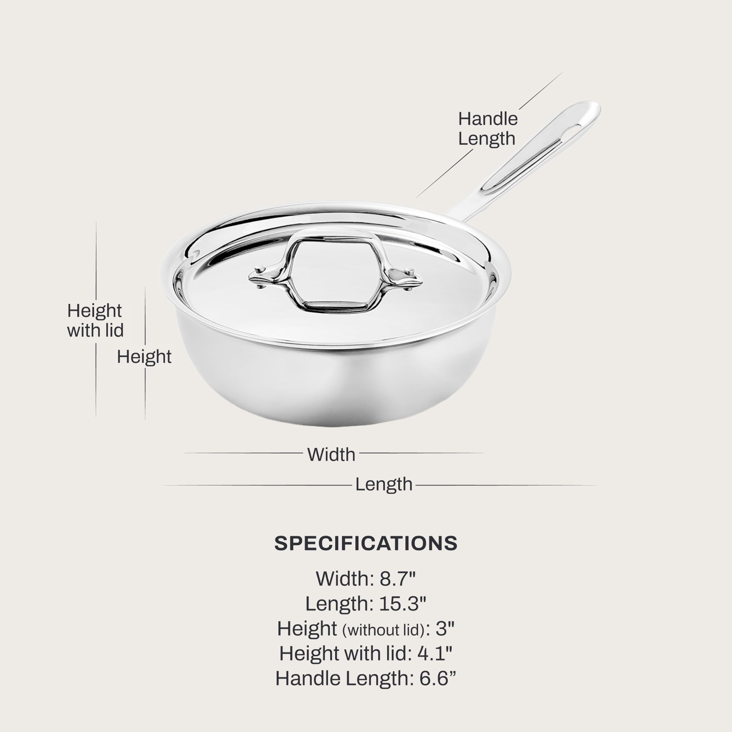 All-Clad D3 Stainless Steel Saucier - 2 Qt -2