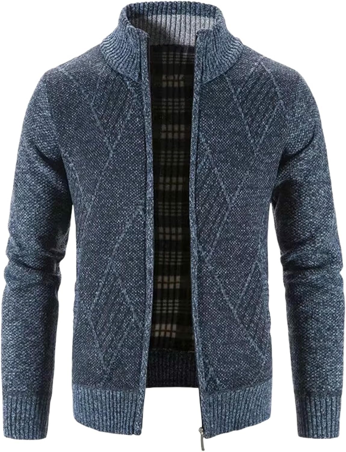 Men's Stand Collar Zipper Knitted Sweater Casual Cardigan
