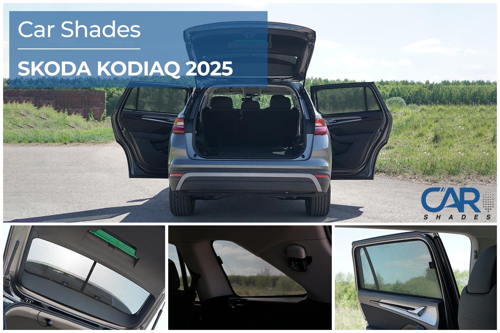 Juego de Car Shades Compatible con Skoda Kodiaq II (PS7) 2024- (6-Partes) cortinillas Parasol a Medida