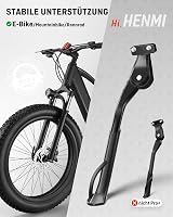 Cric lateral bicicletă HENMI 24-29 inchi, e-bike MTB, suport stabil cu două orificii, pentru fixare cu șuruburi 40 mm M6 și 18 mm M5 M6 6