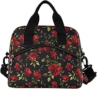 Vista 2 de ALAZA Lonchera con aislamiento floral de rosas rojas, bolsas enfriadoras reutilizables con correa para el hombro para mujeres, hombres y adultos, 19