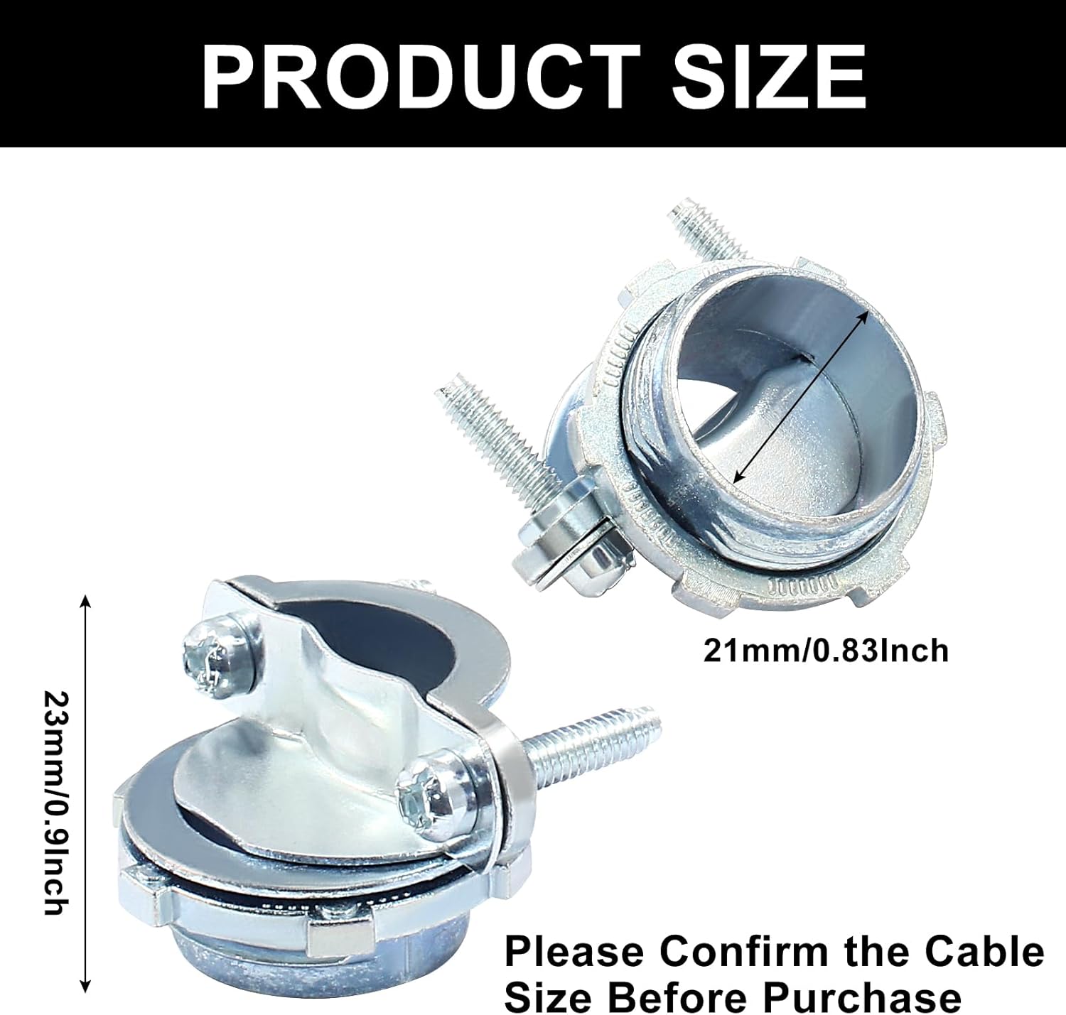 Murtenze 3/4Inch Clamp Cable Connector, Silver Clamp Type Cable Connectors for Metallic Conduit Electrical Box Protect Cables(4 PCS)