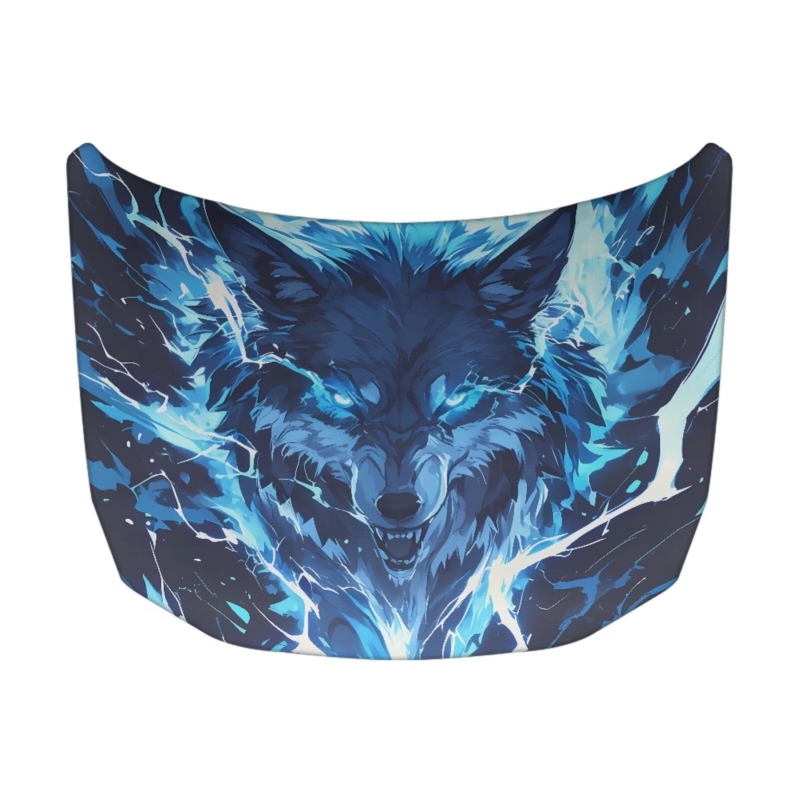 Cool Wolf Car Hood Cover Elastic Car Hoods Protector Lightning Design Auto Hood Flag Waterproof Automotive Accessories for SUV Sedans Trucks Pickup