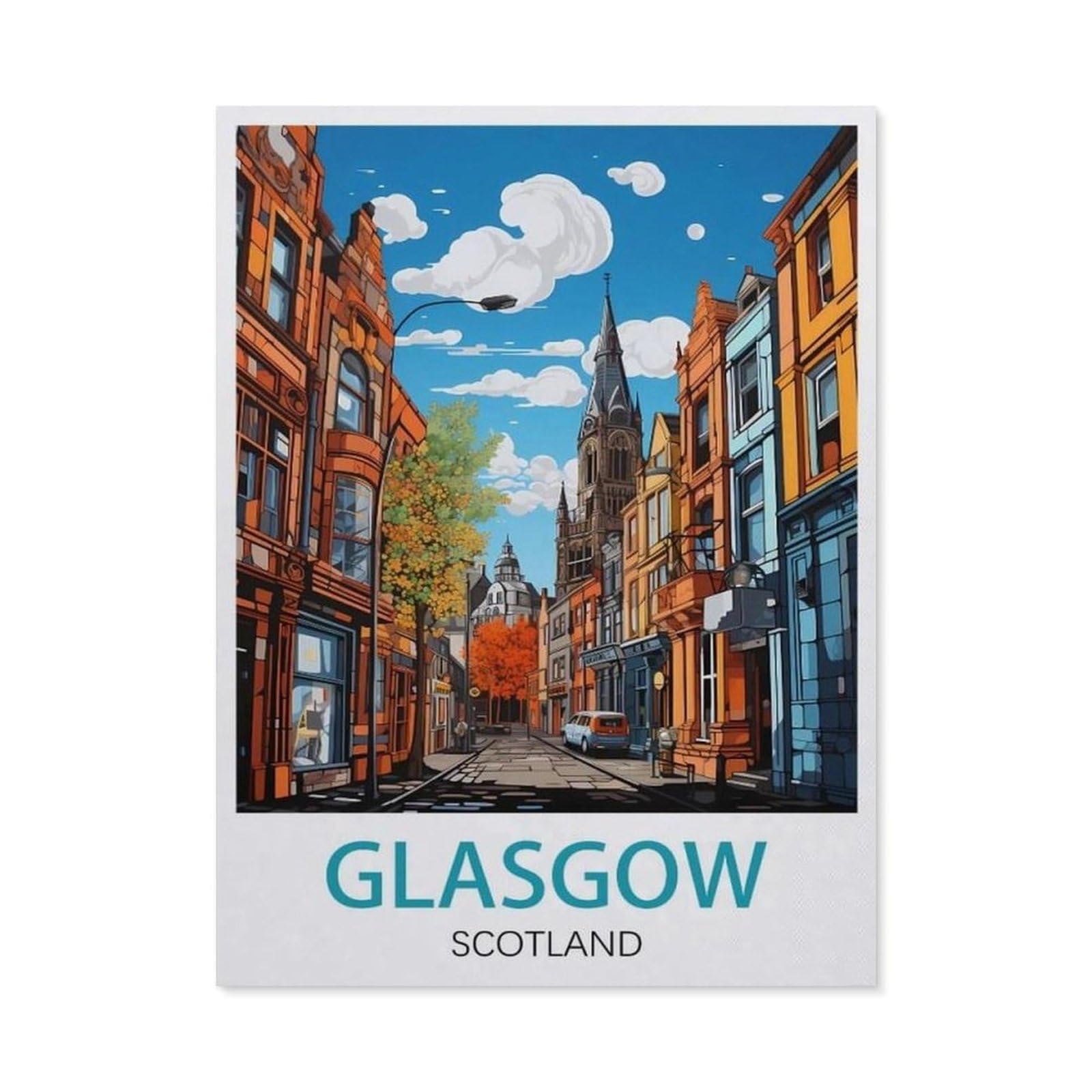 Beayodkp A7 Diy Oil Painting Paint By Number Kit，Glasgow Scotland，Diy Painting By Number Kits Oil Paint Drawing Canvas Home Decor Gift(40X50cm-Az28