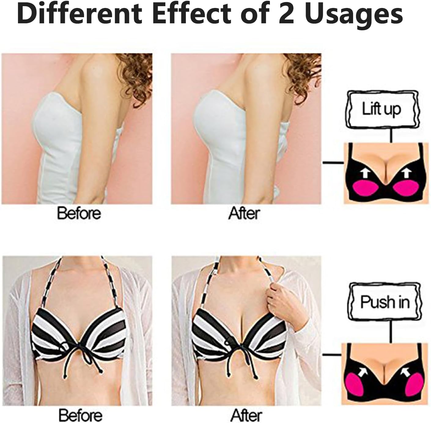 Single-Sided Sticky Bra Inserts, Soft Lightweight Adhesive Bra Pads Push up Bikini Padding Reusable Washable Breast Enhancer - Image 5